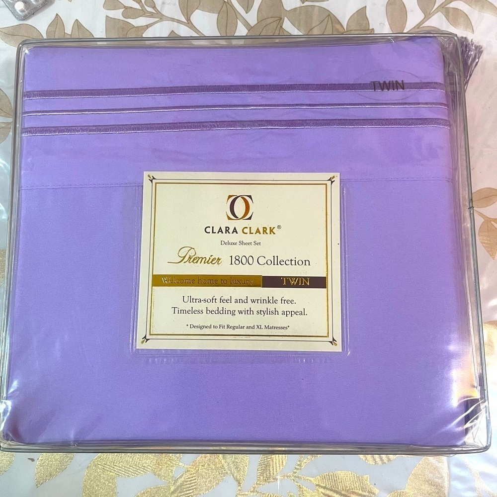 Clara Clark Deluxe Sheet Set Premier 1800 Collection Twin Lilac Microfiber